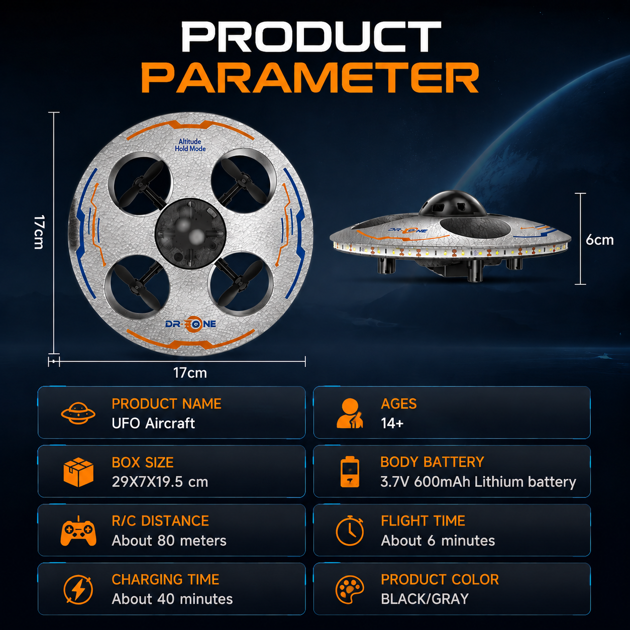 Remote Control LED Flying Saucer Drone