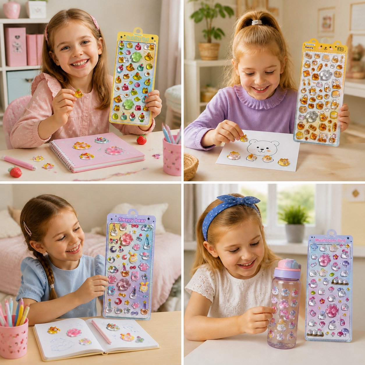 3D Squishy Pet Paw Stickers – Cute Puffy Stickers for Kids