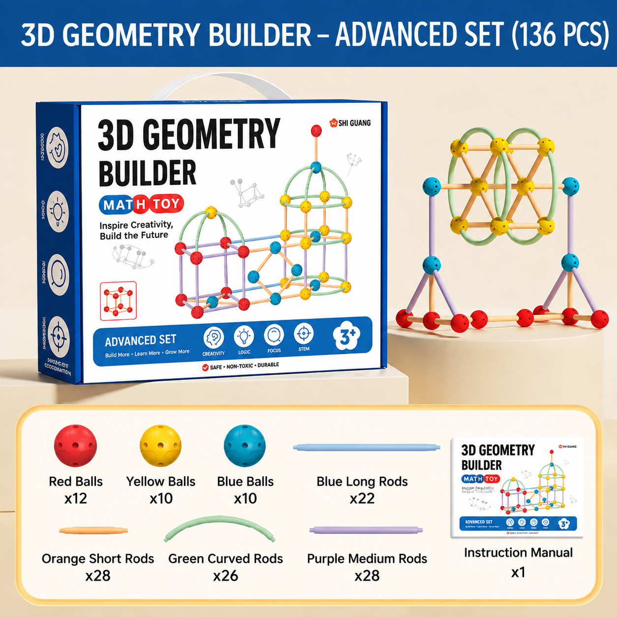 3D Geometry Building Kit – Educational Construction & Spatial Learning Toy
