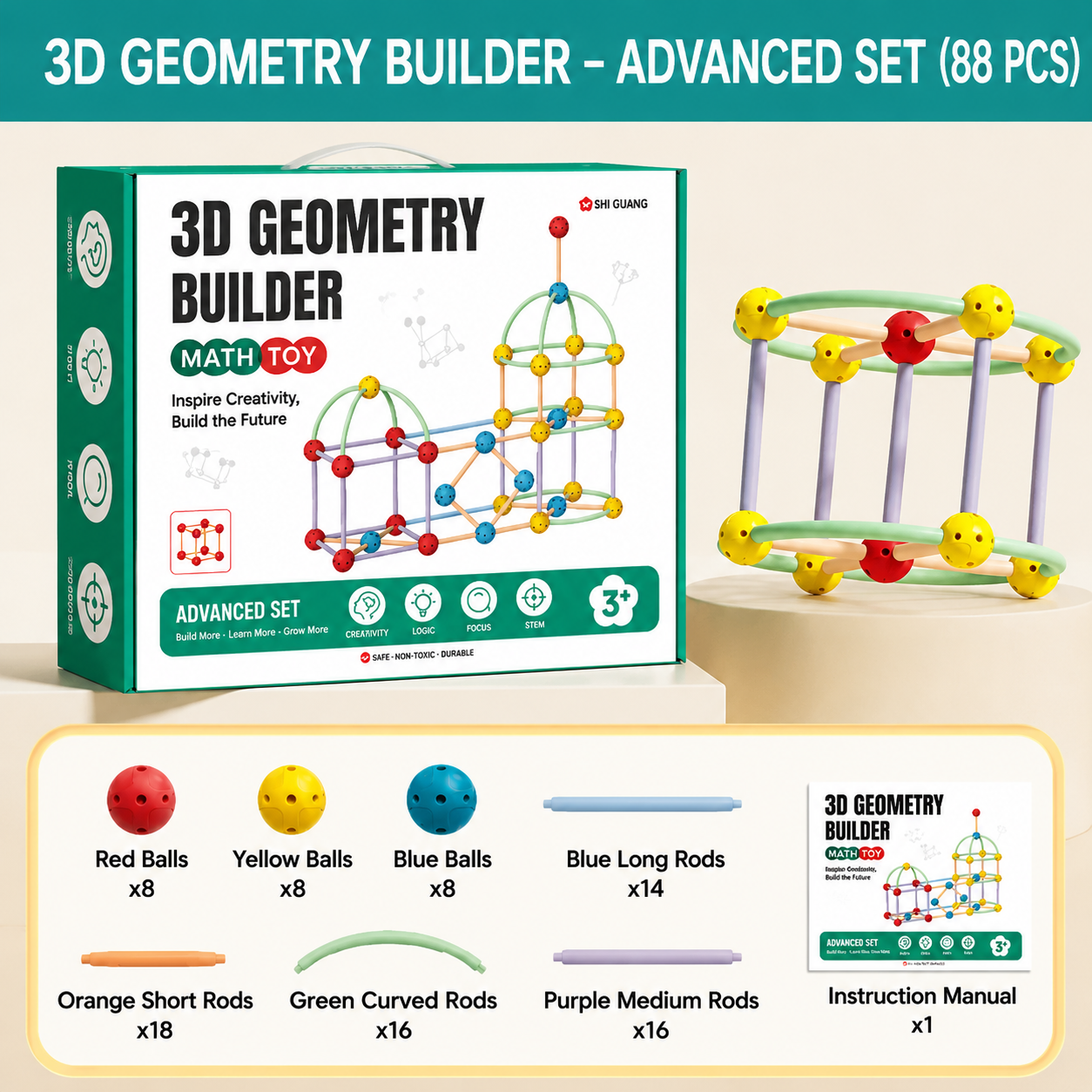 3D Geometry Building Kit – Educational Construction & Spatial Learning Toy