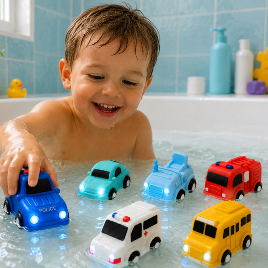 Light-Up Bath Toy Car Set – Water-Activated Baby Bath Toys
