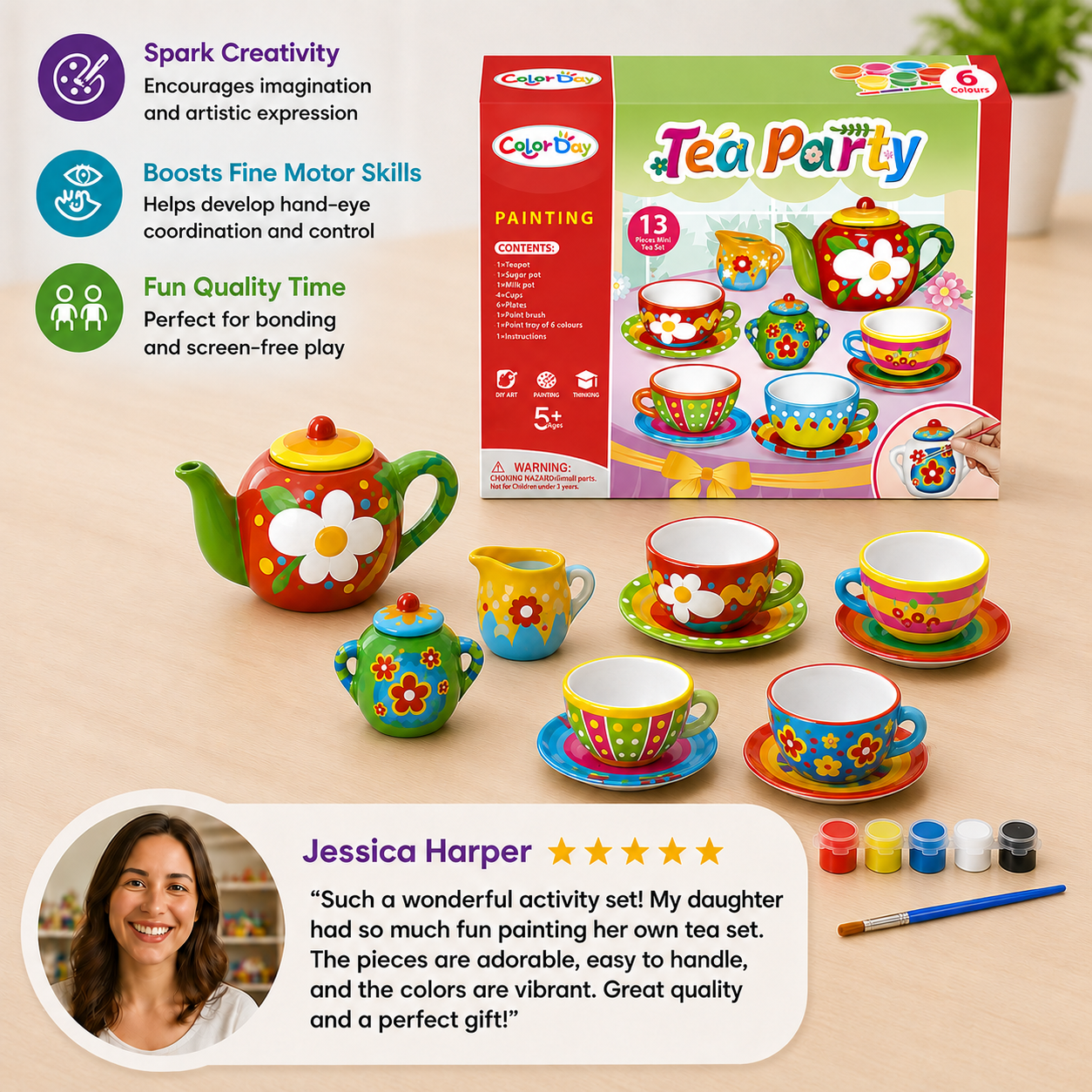 DIY Ceramic Tea Set Painting Kit for Kids