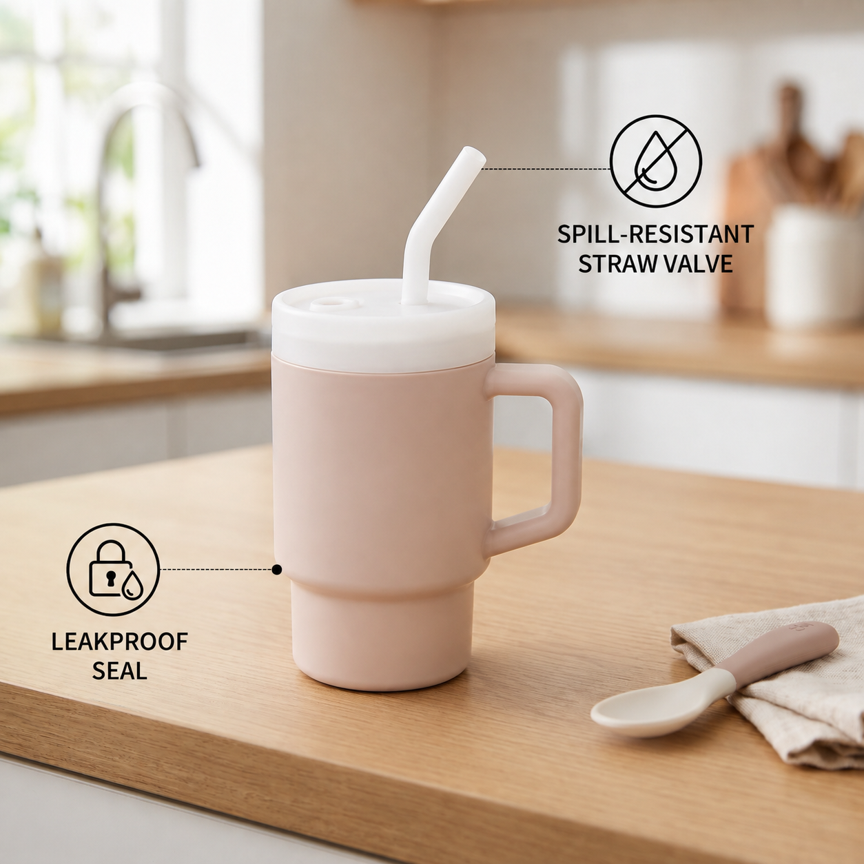 Leakproof Silicone Toddler Straw Cup
