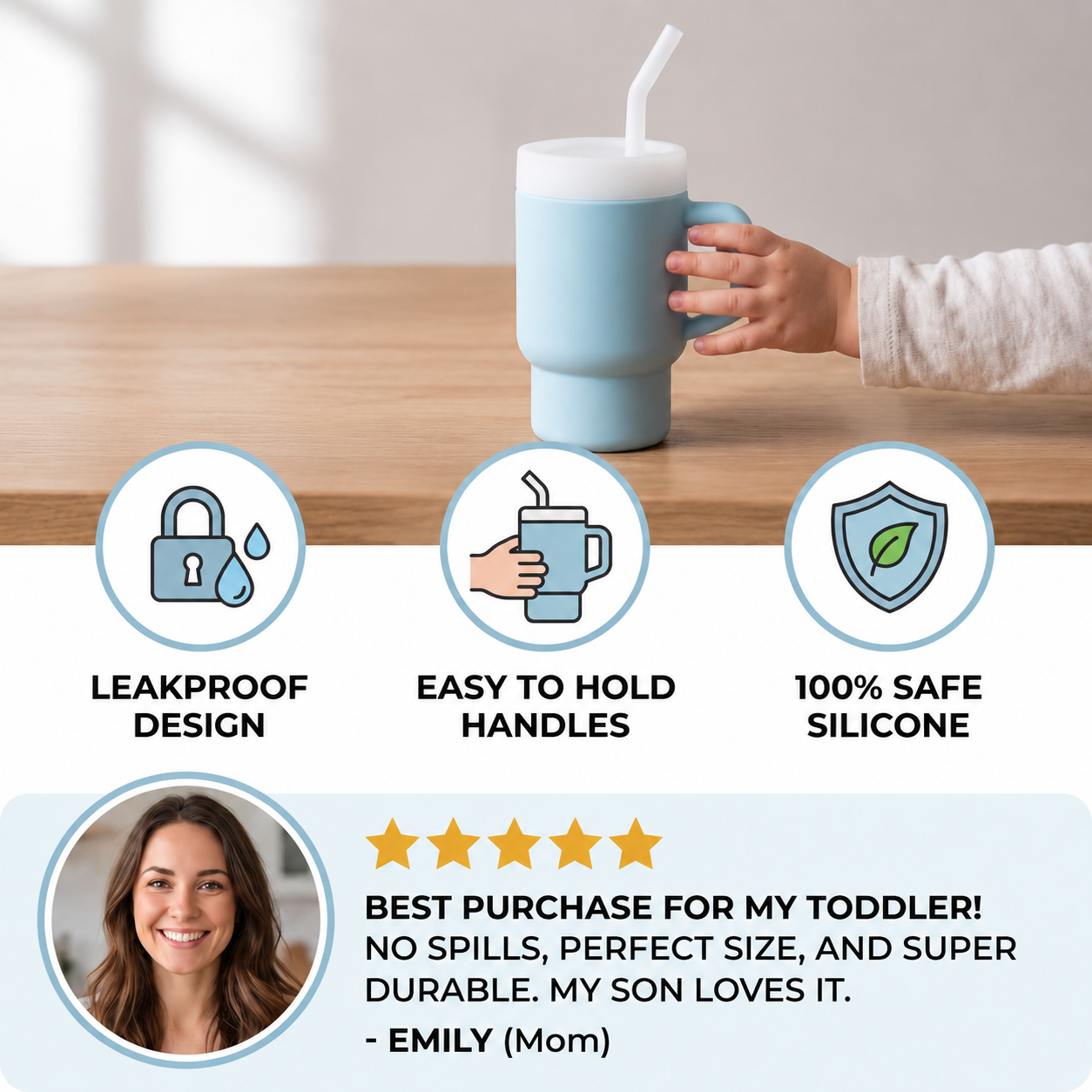 Leakproof Silicone Toddler Straw Cup