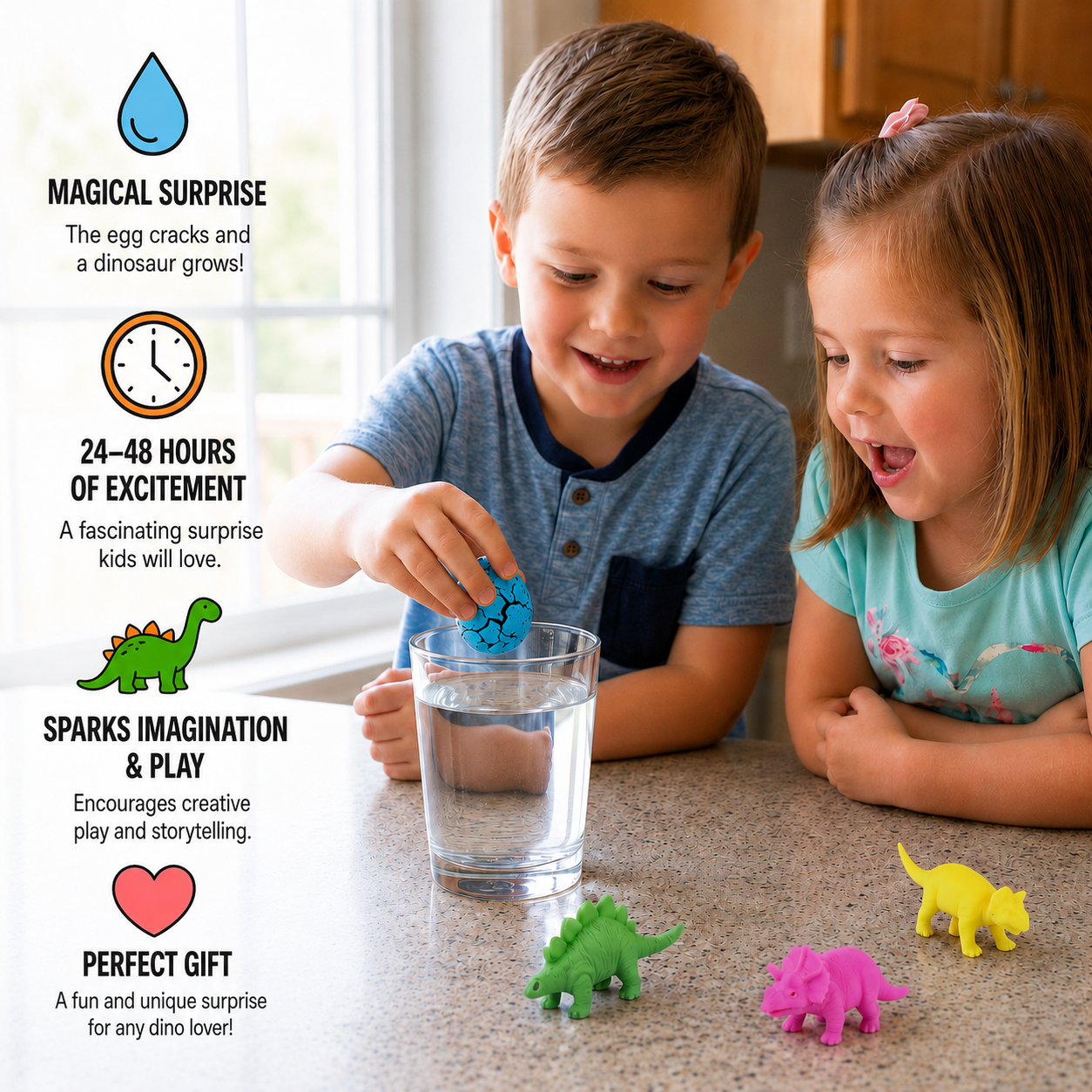 Hatching Dinosaur Egg Kit – Grow-in-Water Dino Eggs with Surprise Toys