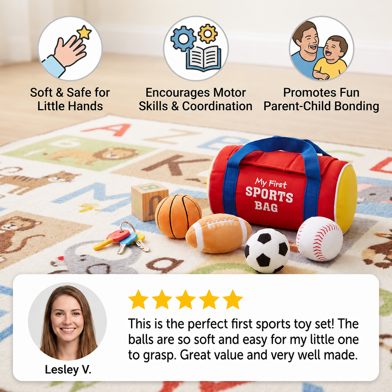 My First Sports Plush Bag – Soft Baby Play Set