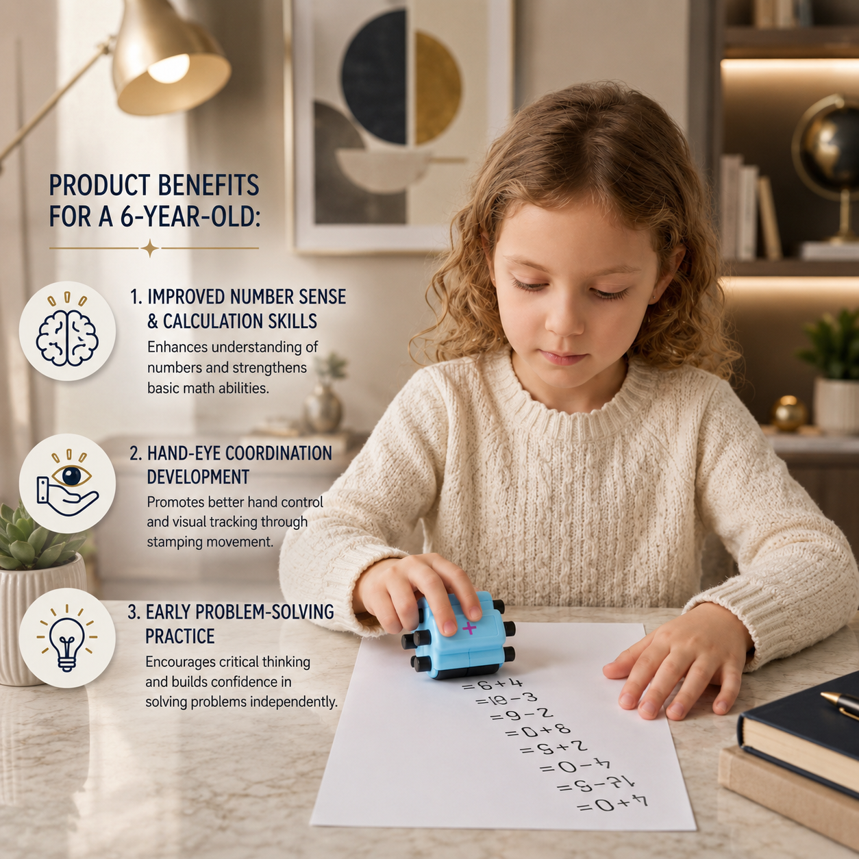 4-in-1 Math Roller Stamp – Addition, Subtraction, Multiplication & Division Practice