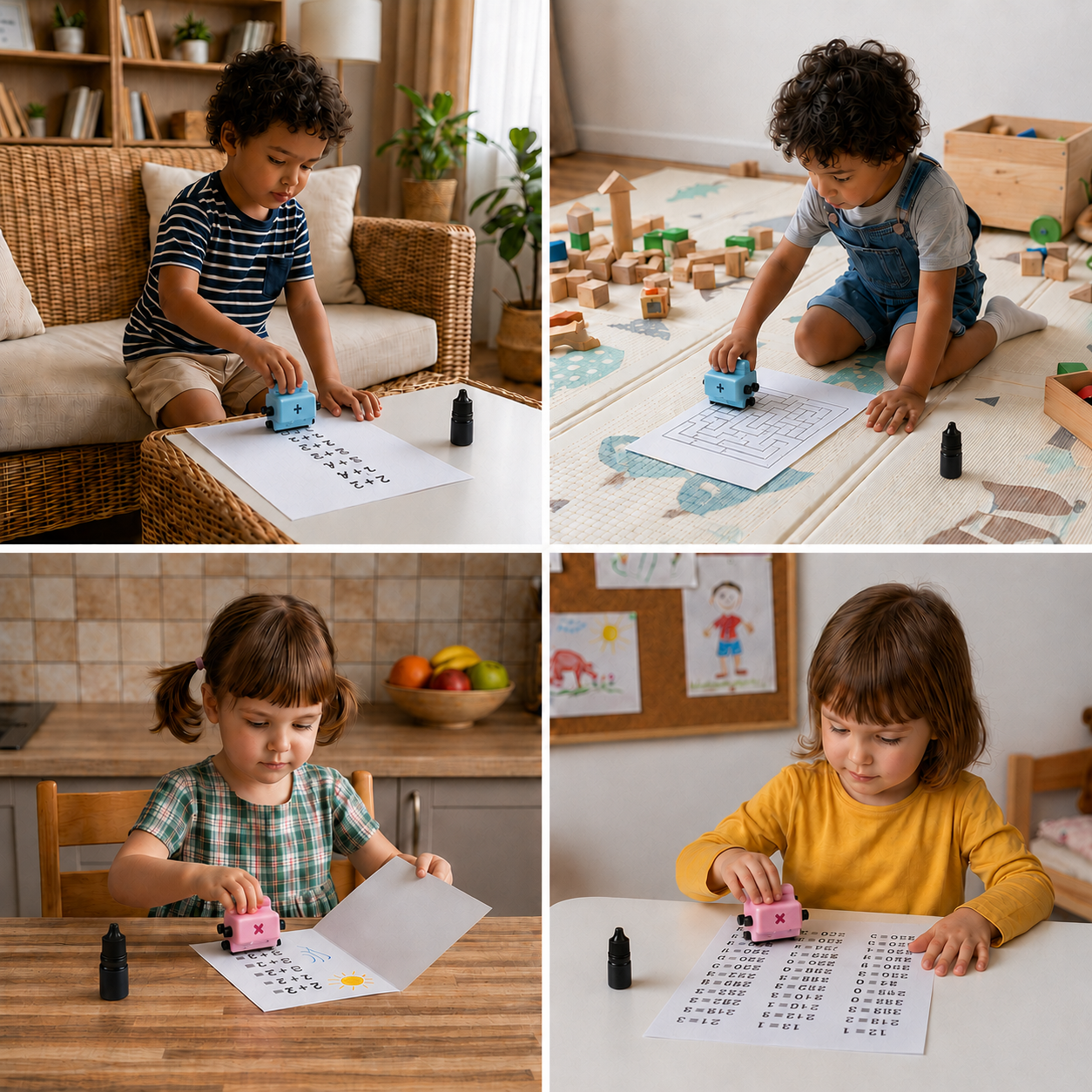 4-in-1 Math Roller Stamp – Addition, Subtraction, Multiplication & Division Practice