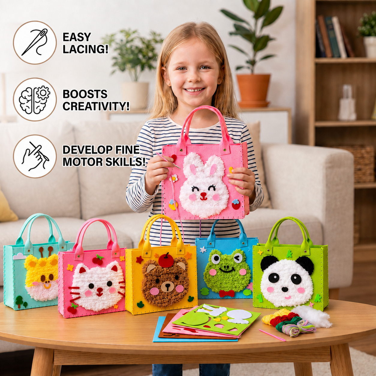 Kids DIY Plush Tote Bag Craft Kit