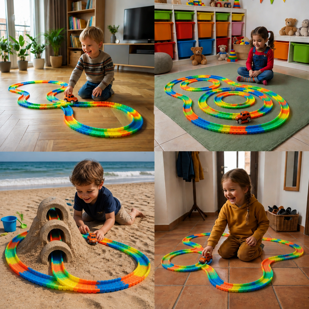 Glow-in-the-Dark Flexible Sand Race Track Set for Kids
