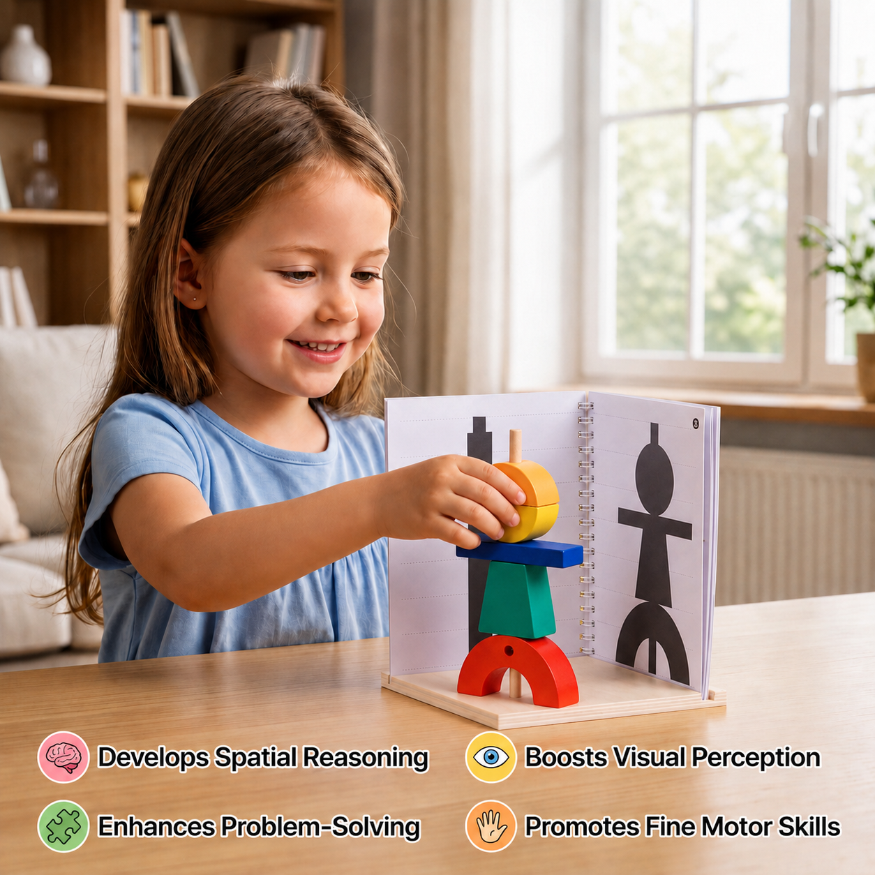 Wooden 3D Shadow Matching & Spatial Thinking Puzzle for Kids