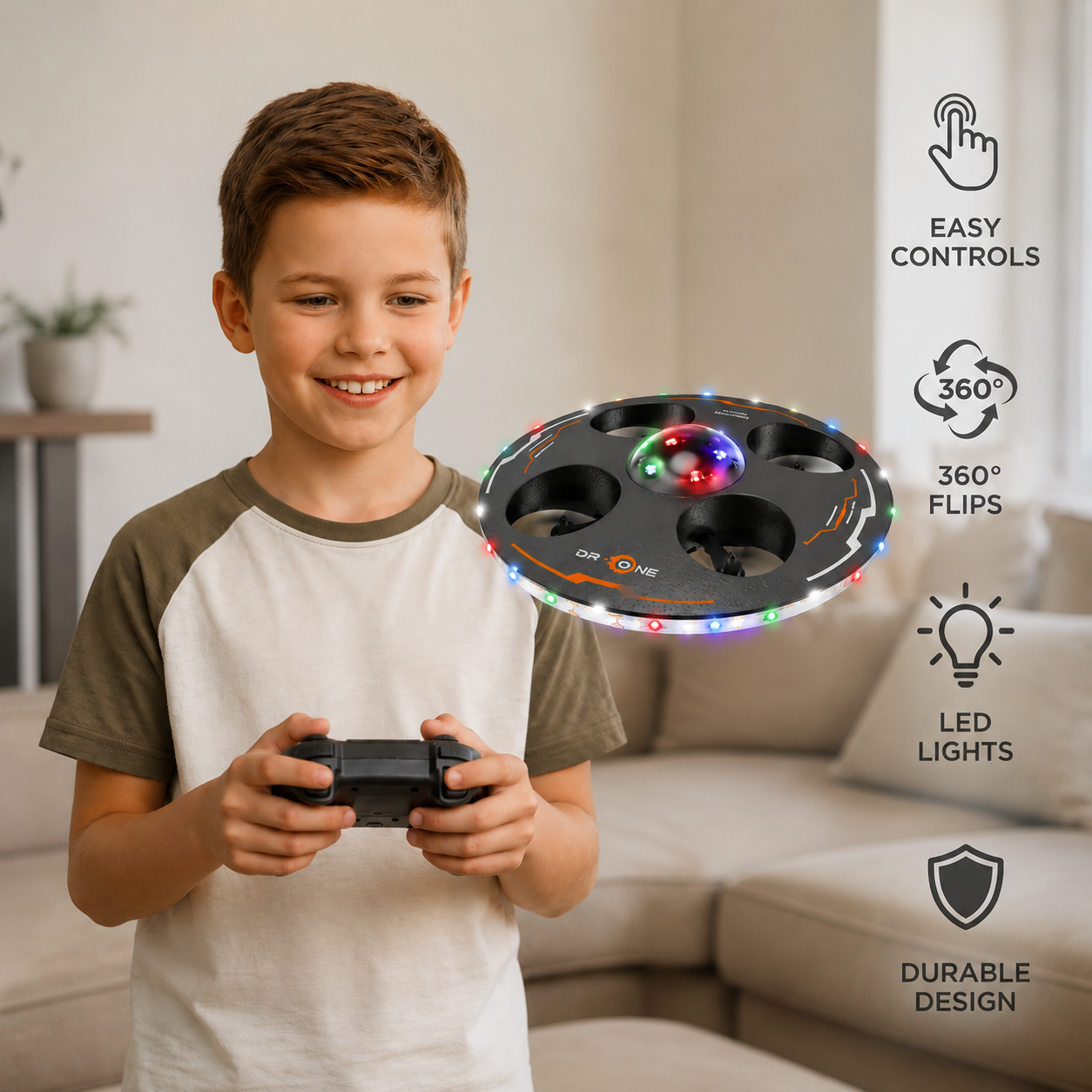 Remote Control LED Flying Saucer Drone