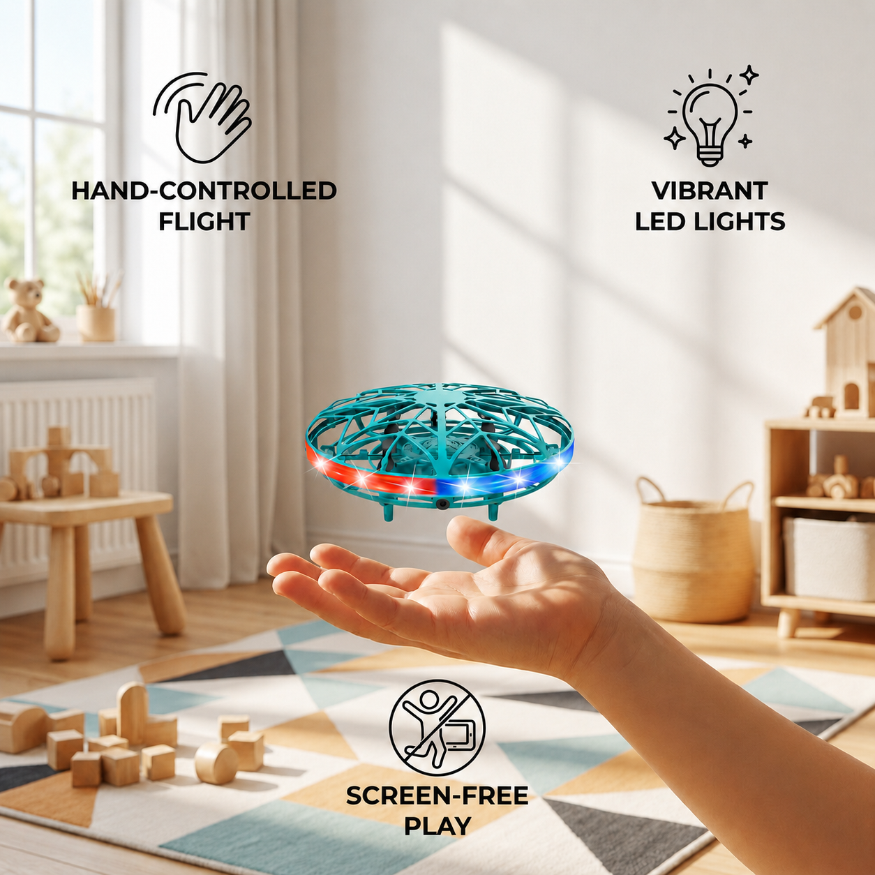 Motion-Sensing LED UFO Flying Drone