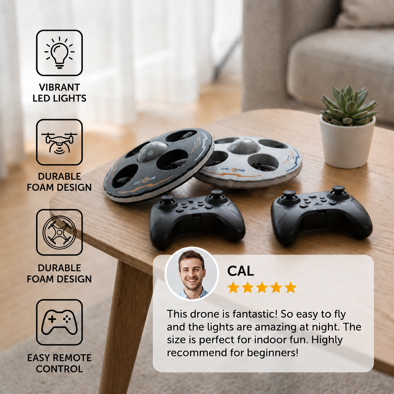 Remote Control LED Flying Saucer Drone