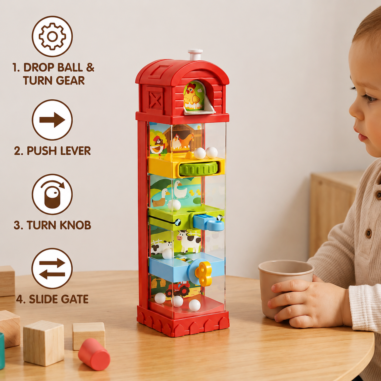 Interactive Farm Ball Run Toy for Fine Motor & Problem-Solving Skills