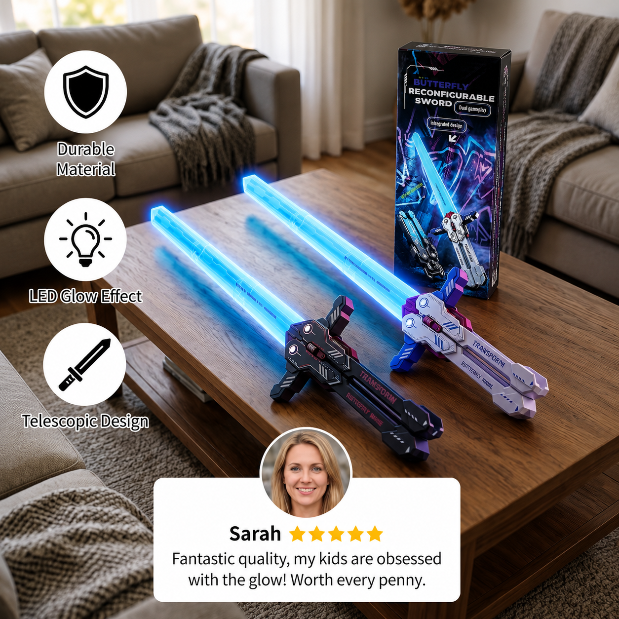Glowing Telescopic Butterfly Sword Toy