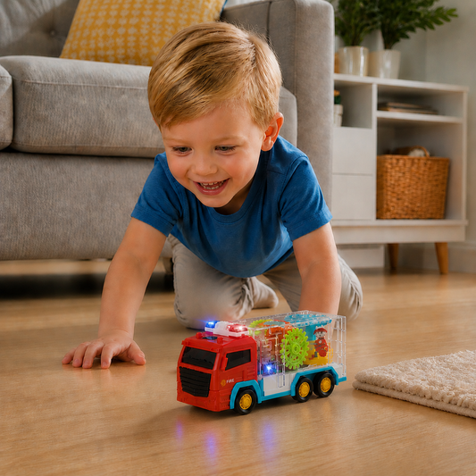 Interactive Gear Fire Truck Toy with Lights