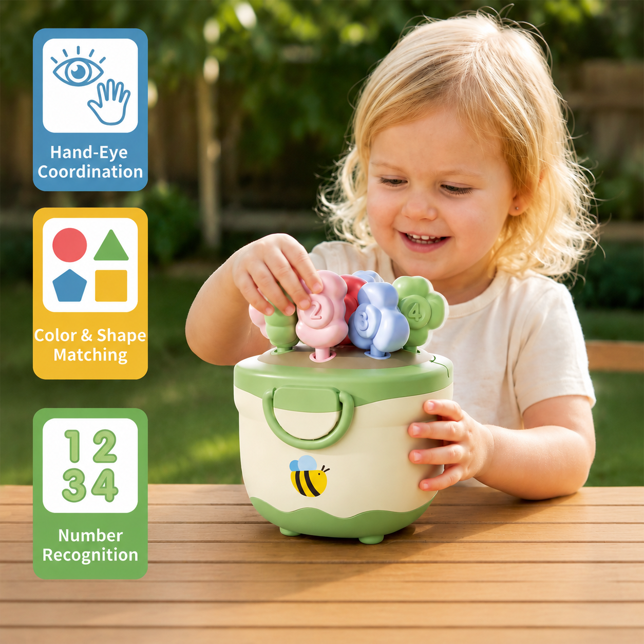 Montessori Flower Pot Color & Number Matching Learning Game