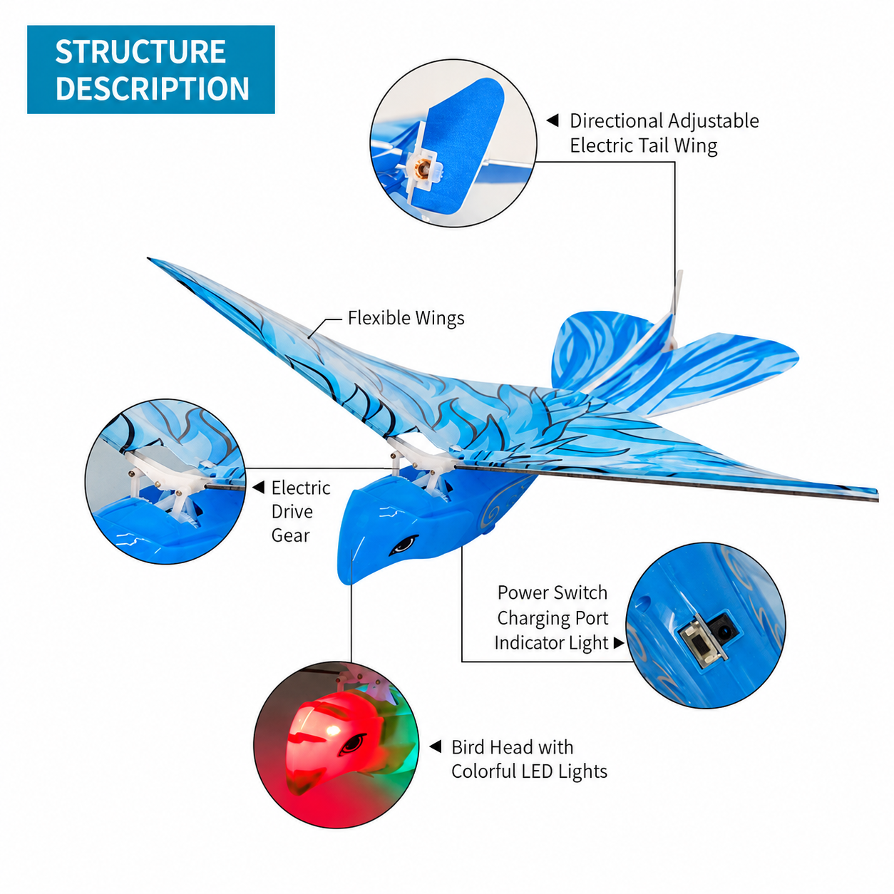 Remote Control Flapping-Wing Flying Bird Toy for Kids