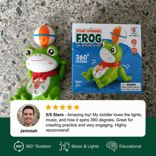 Interactive Ball-Balancing Frog Toy with Lights, Music & 360° Rotation