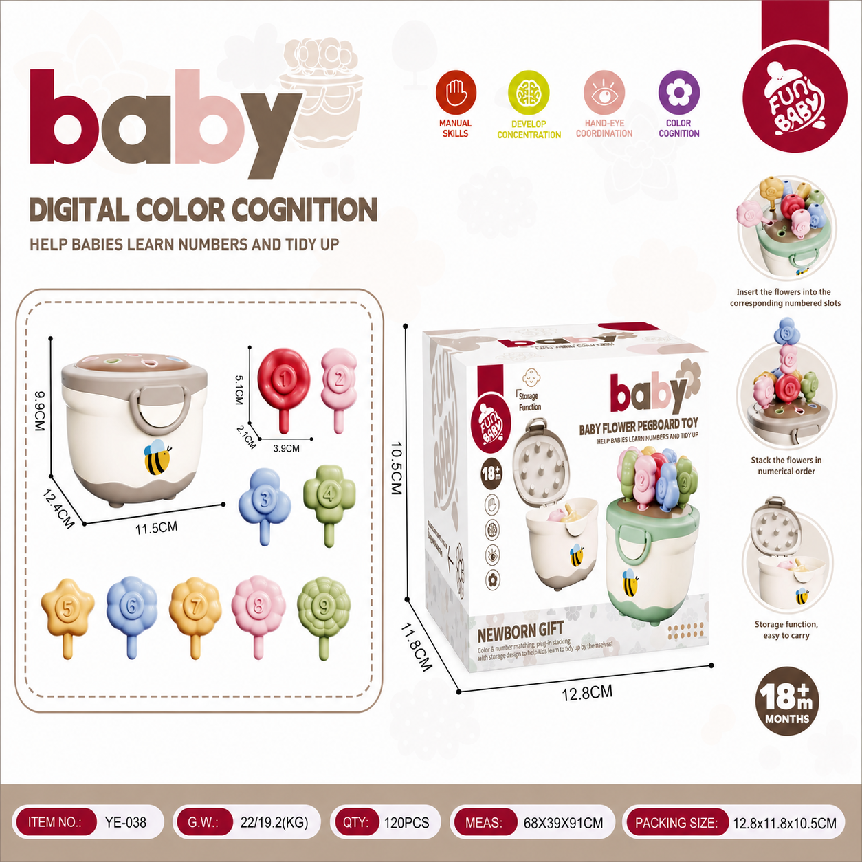 Montessori Flower Pot Color & Number Matching Learning Game