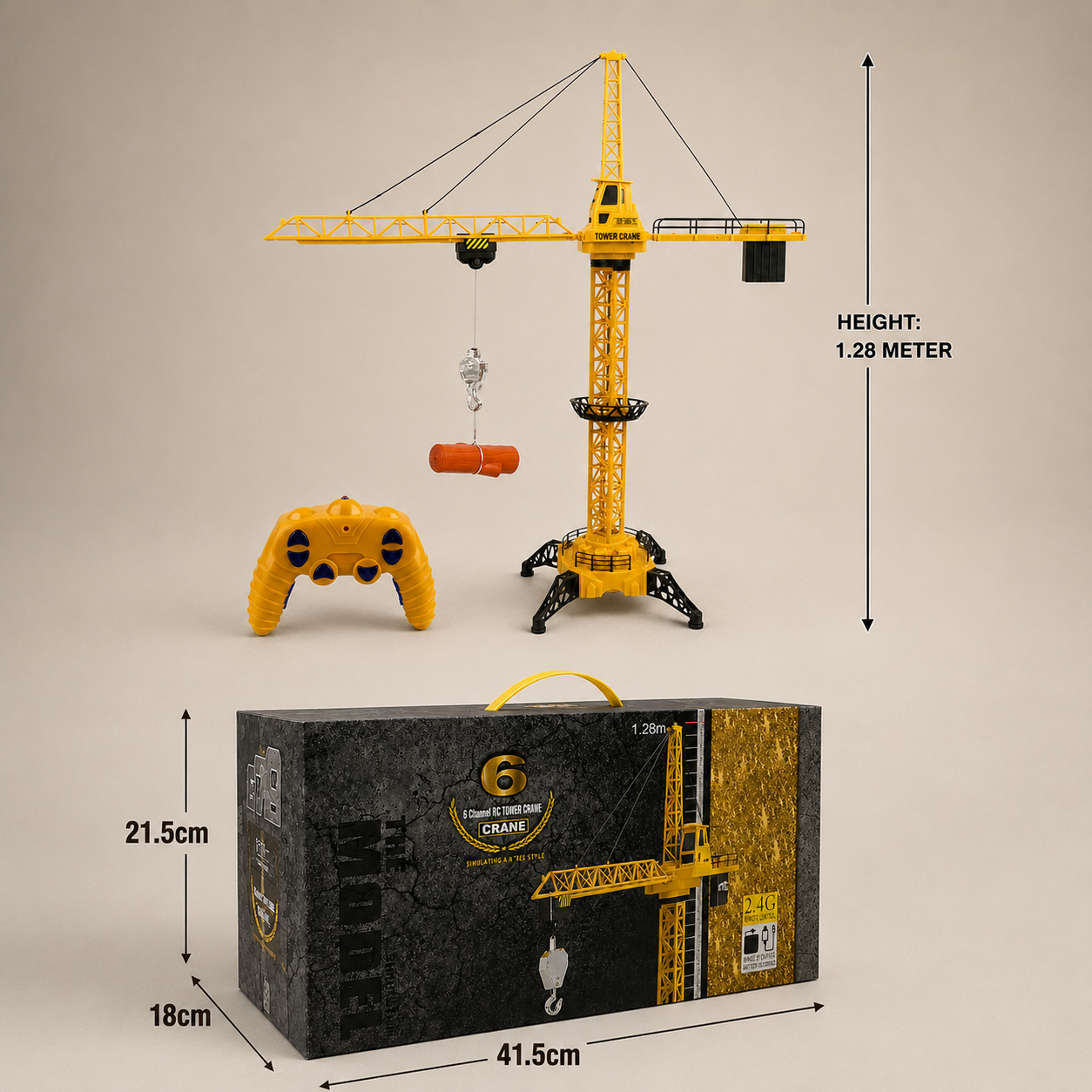 Remote Control Tower Crane – 360° Rotating Construction Toy with Lifting Function