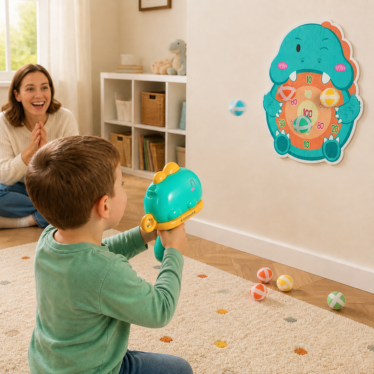 Dinosaur Sticky Ball Shooter – Target Shooting Game for Kids