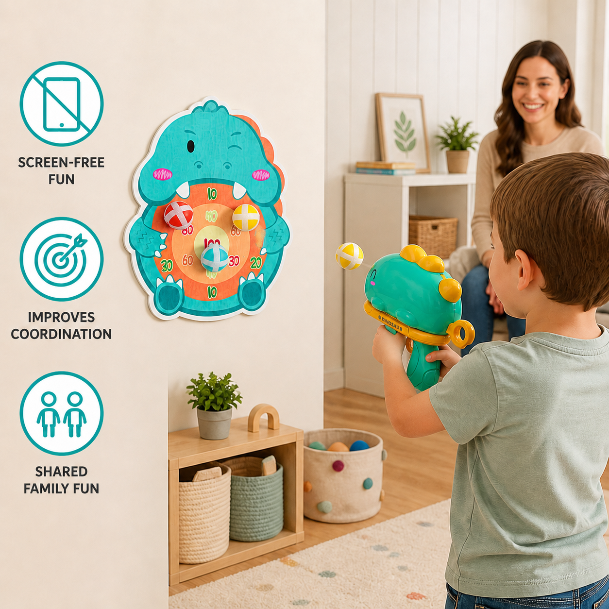 Dinosaur Sticky Ball Shooter – Target Shooting Game for Kids