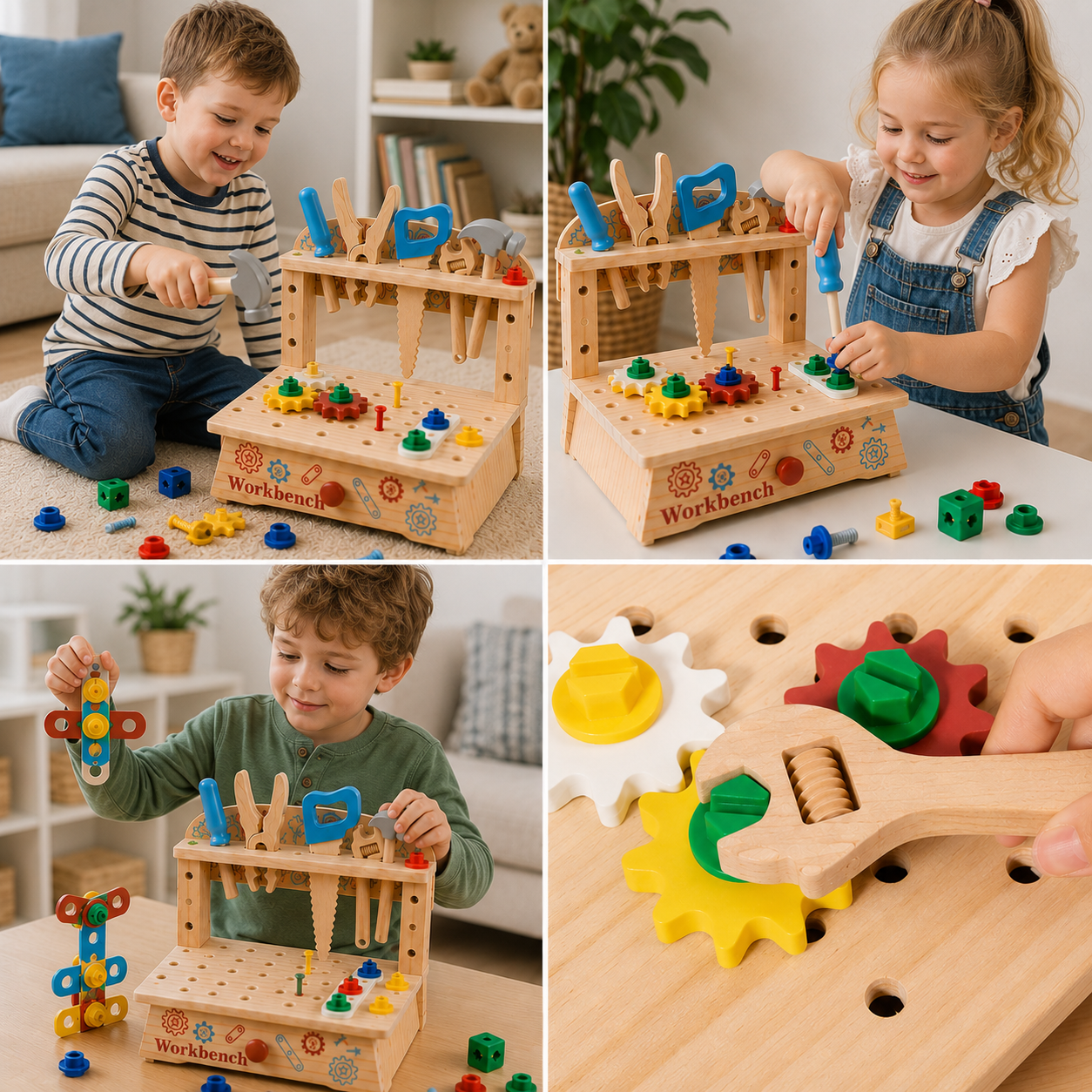 Wooden Kids Workbench & Tool Set – DIY Construction & Fine Motor Skills Learning Toy