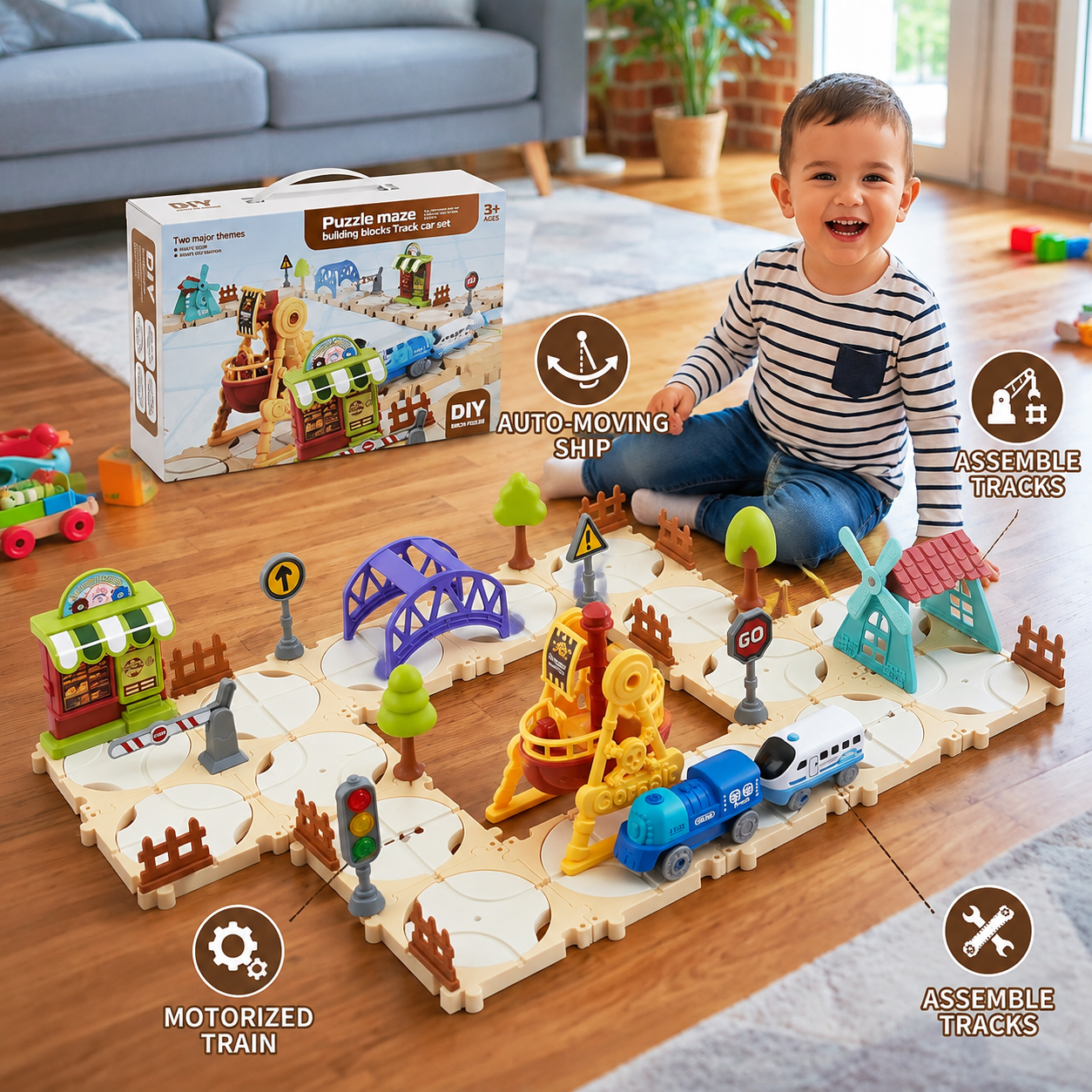 DIY Amusement Park Railway Building Set