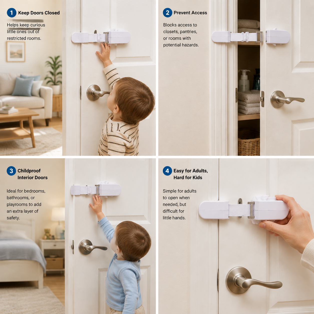 No-Drill Child Safety Door Lock