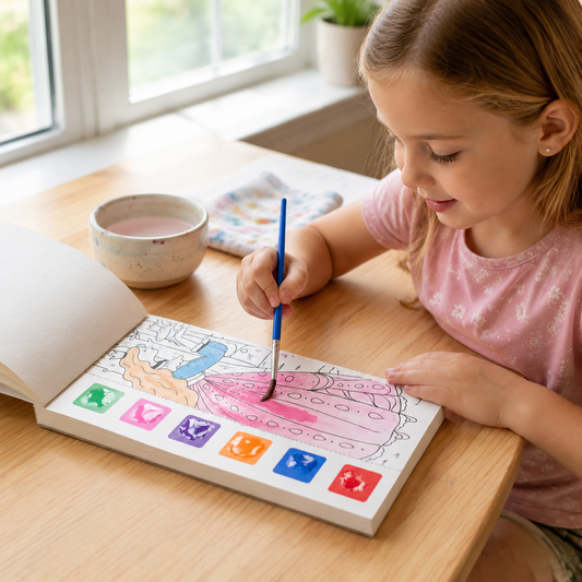 All-in-One Watercolour Painting Book with Built-In Paint & Brush