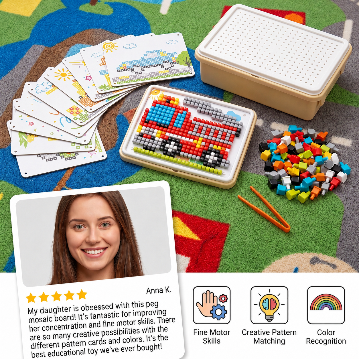 Montessori Learning Peg Mosaic Board