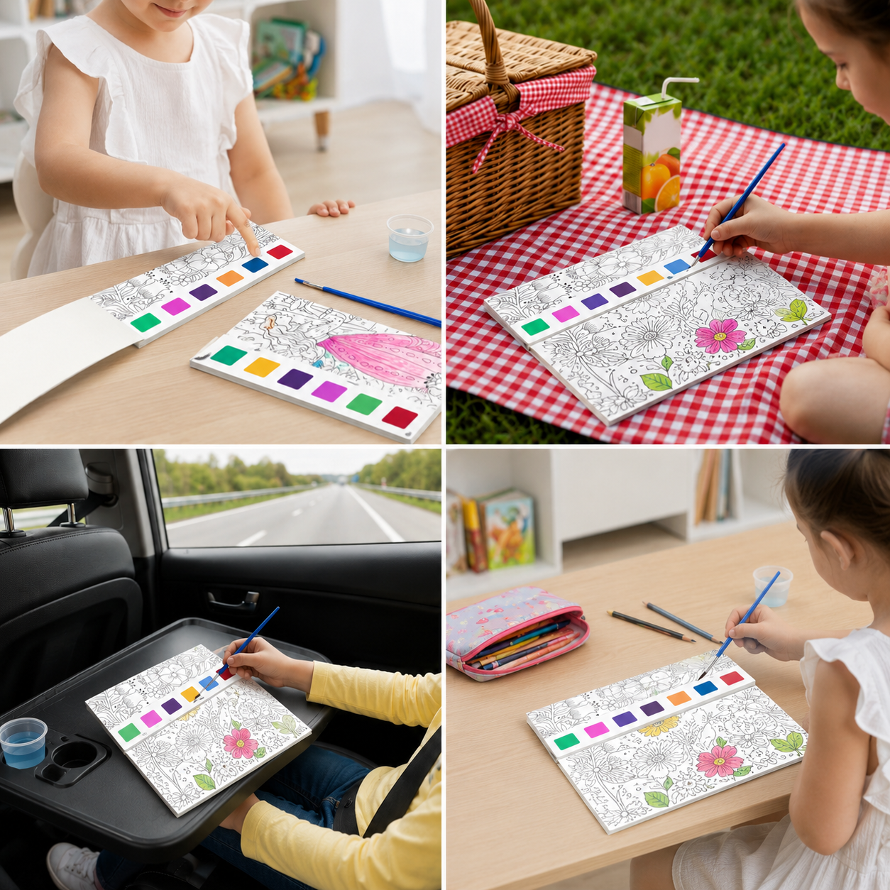 All-in-One Watercolour Painting Book with Built-In Paint & Brush