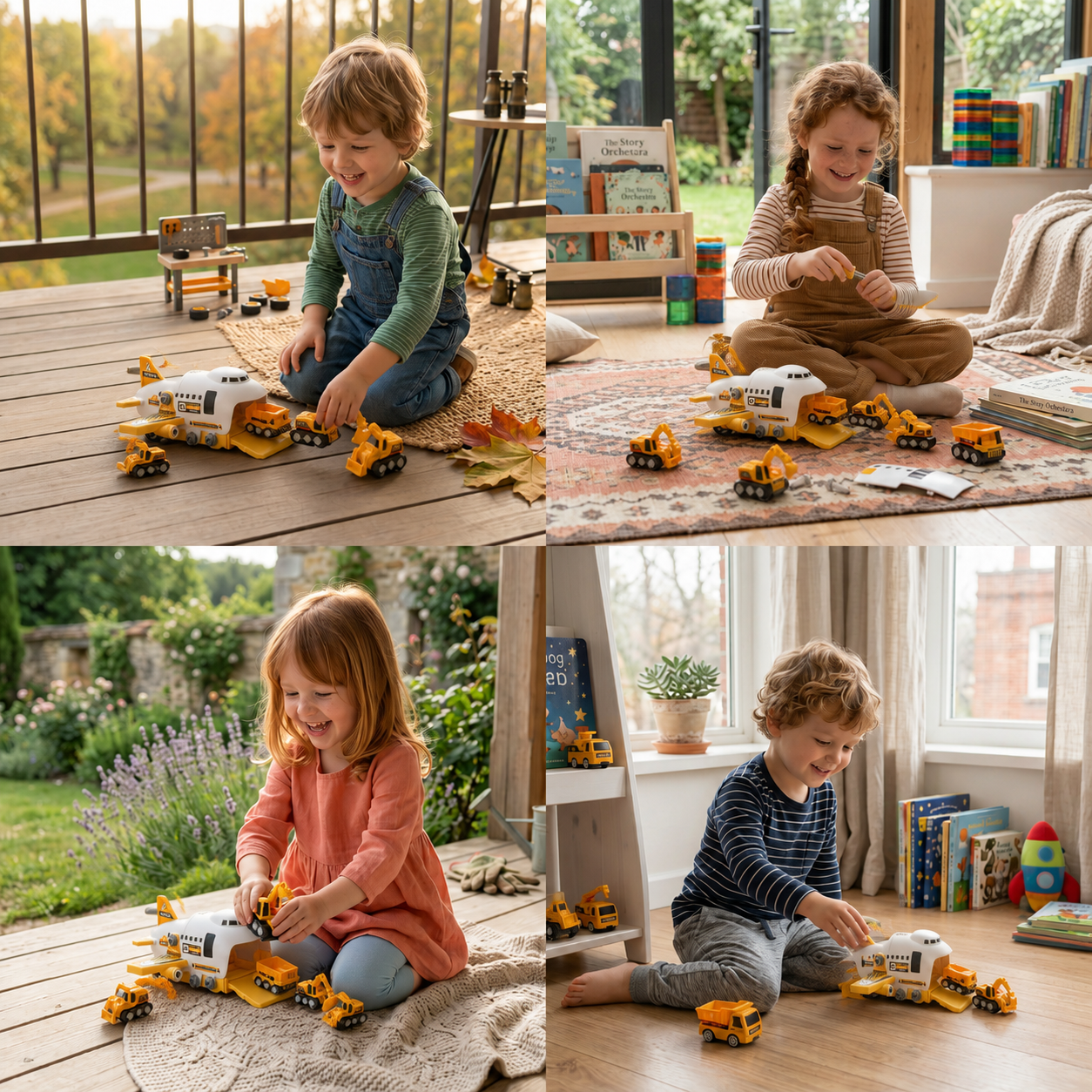 DIY Airplane Transport Truck Playset with Construction Vehicles