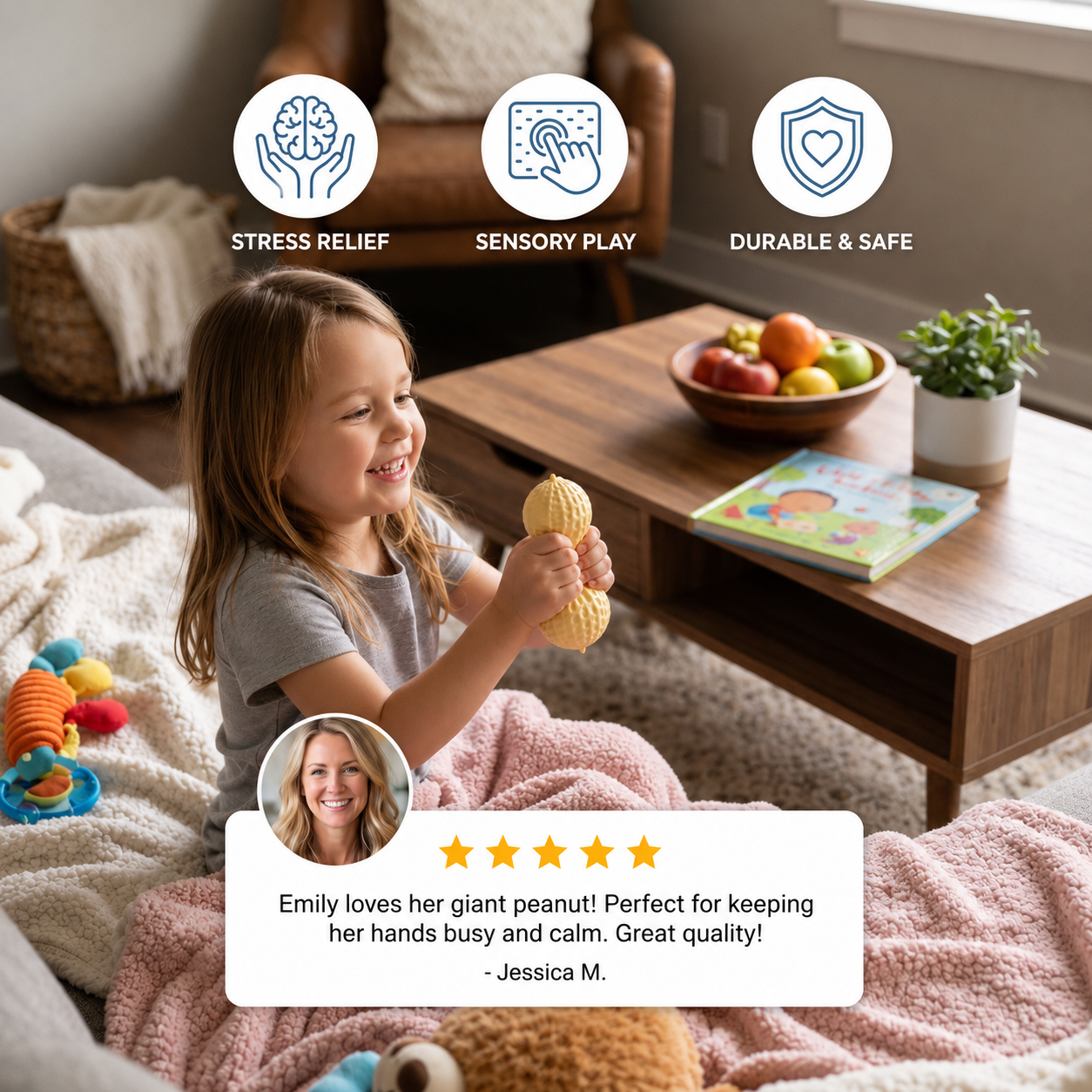 Jumbo Peanut Squishy Stress Toy