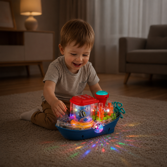 Light-Up Gear Boat – Musical Electric Toy Boat for Kids