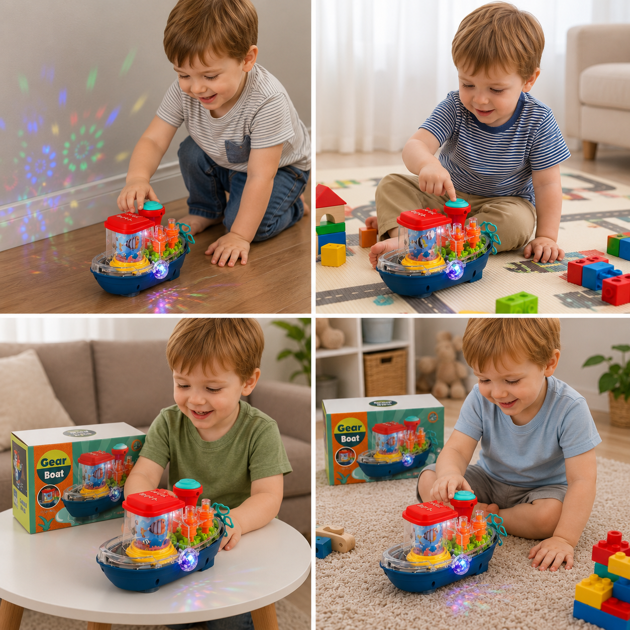 Light-Up Gear Boat – Musical Electric Toy Boat for Kids