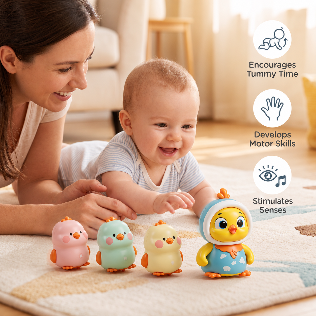 Wobbling Chicken Tummy-Time Toy