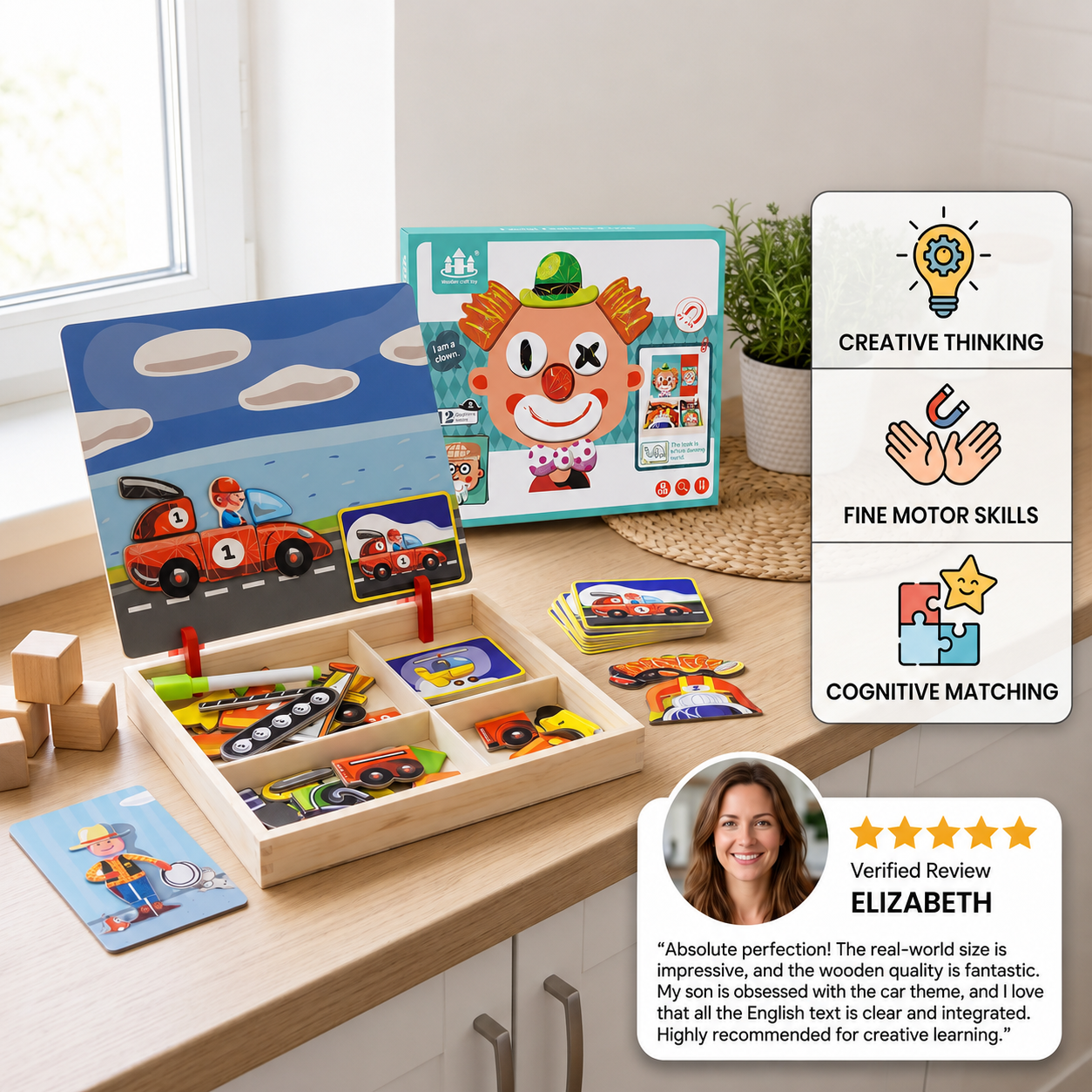 Magnetic Wooden Dress-Up & Matching Puzzle Board – Creative Learning Toy