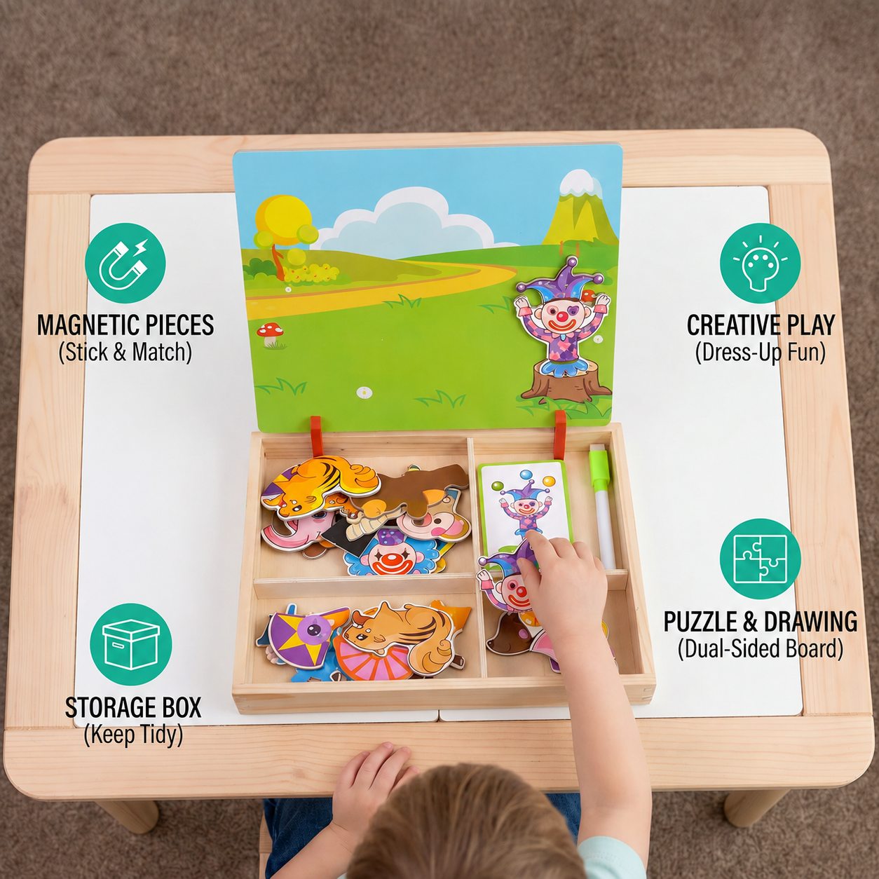 Magnetic Wooden Dress-Up & Matching Puzzle Board – Creative Learning Toy