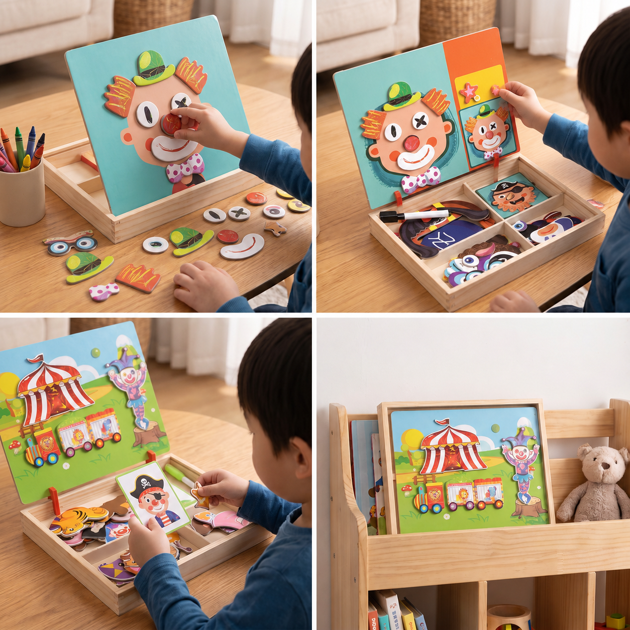 Magnetic Wooden Dress-Up & Matching Puzzle Board – Creative Learning Toy