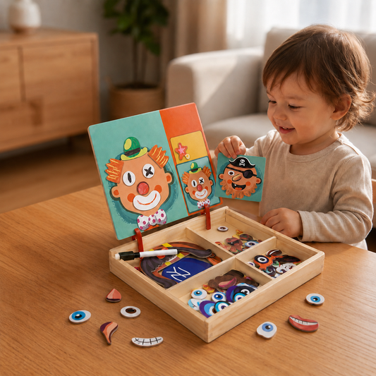 Magnetic Wooden Dress-Up & Matching Puzzle Board – Creative Learning Toy
