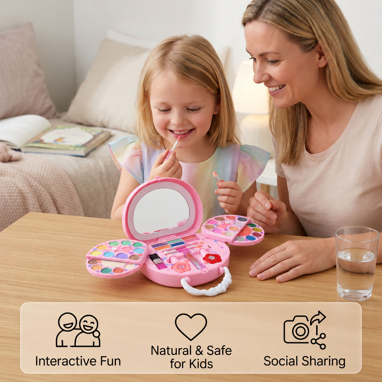 Kids’ Washable Princess Makeup Set with Nail Polish & Storage Box