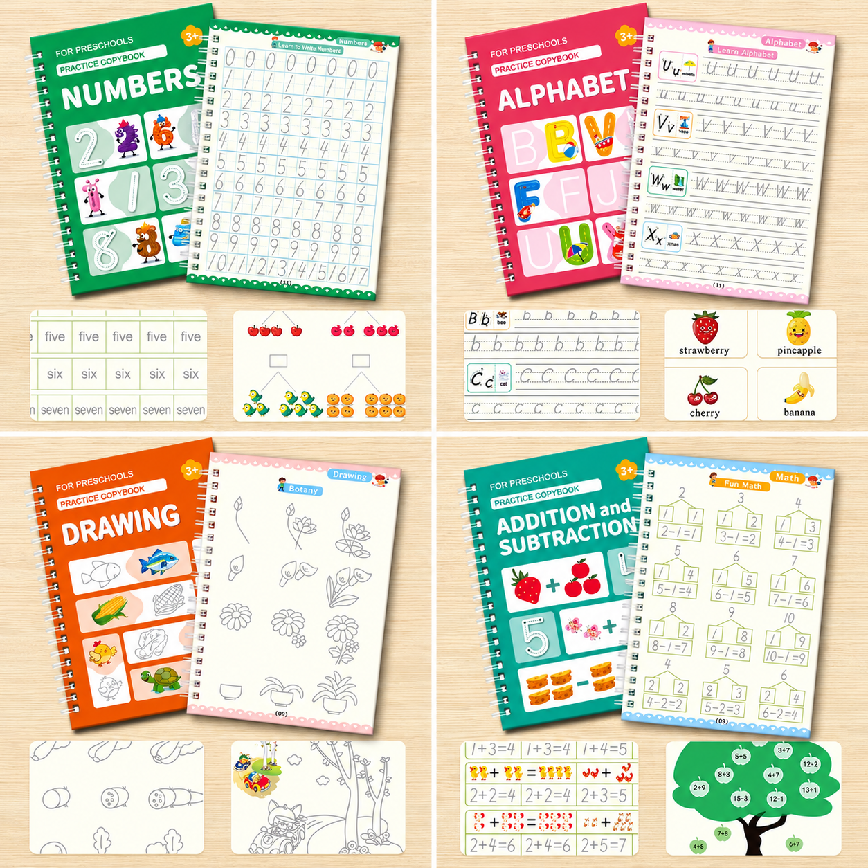 Reusable Grooved Handwriting Practice Books for Kids – 6-Piece Tracing & Writing Set