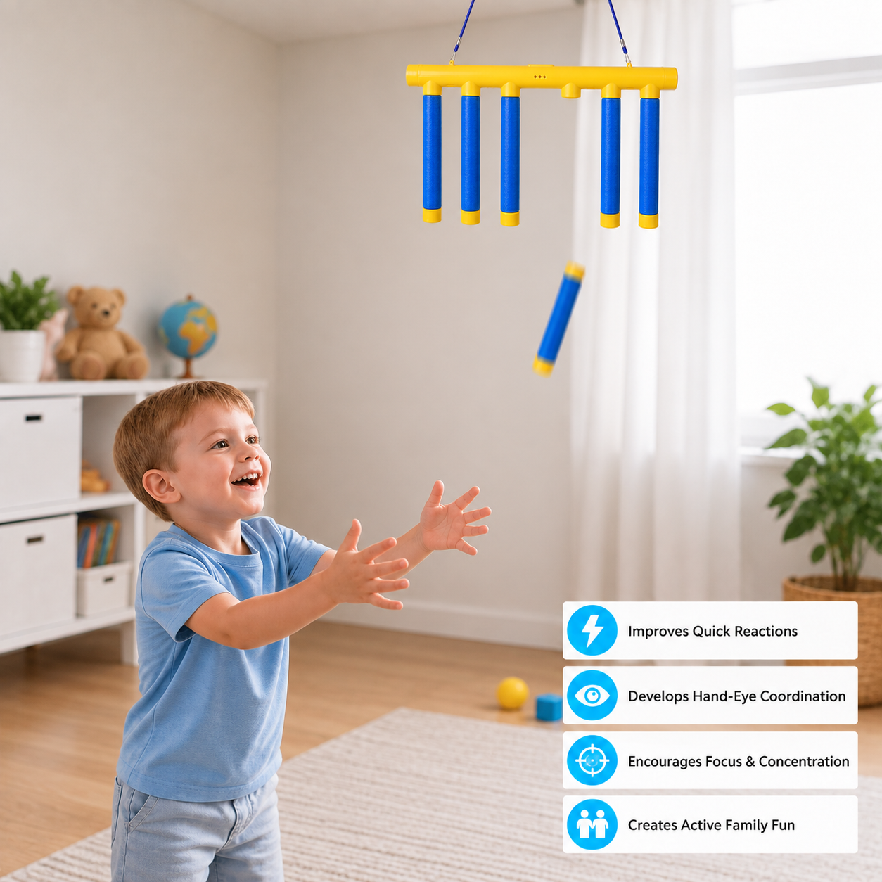 Falling Sticks Reflex Challenge Game – Hand-Eye Coordination Toy
