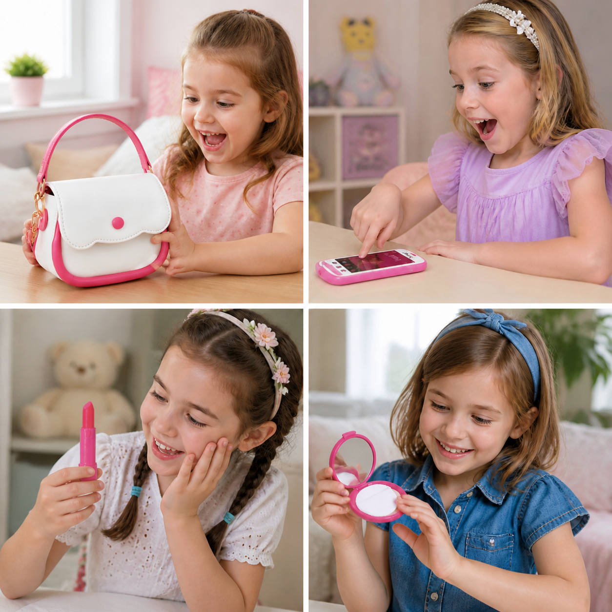 Kids Pretend Play Handbag Set with Phone, Makeup & Accessories
