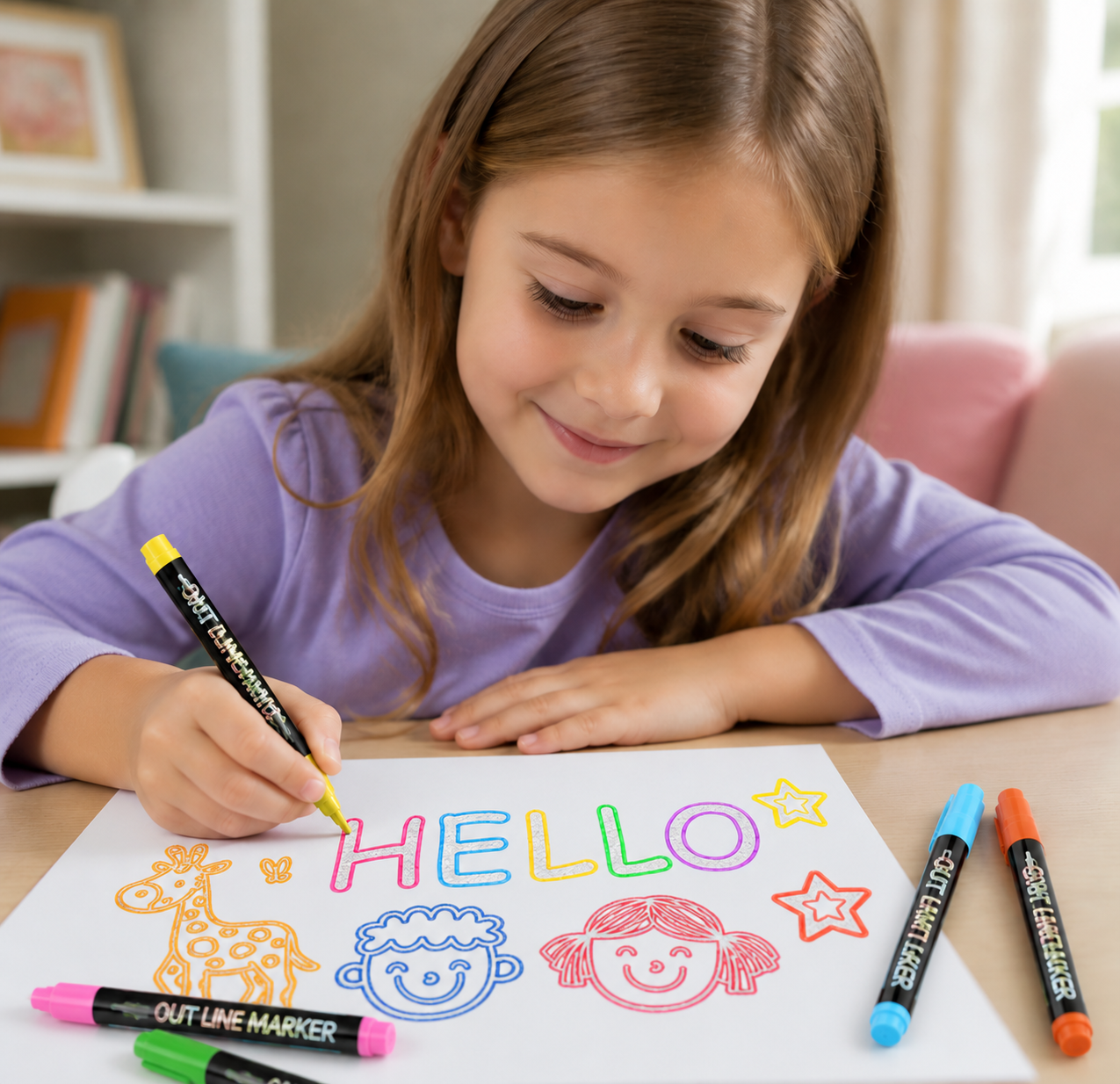 Outline Shimmer & Metallic Glitter Marker Set