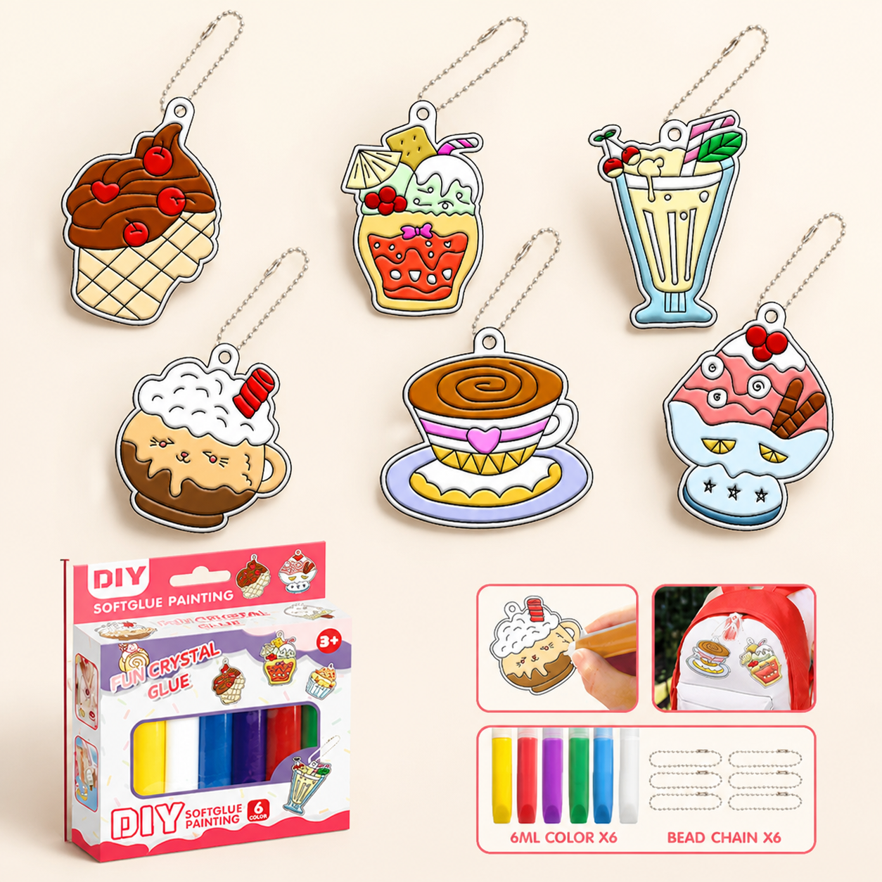 DIY Christmas No-Bake Glue Painting Ornament Craft Kit for Kids
