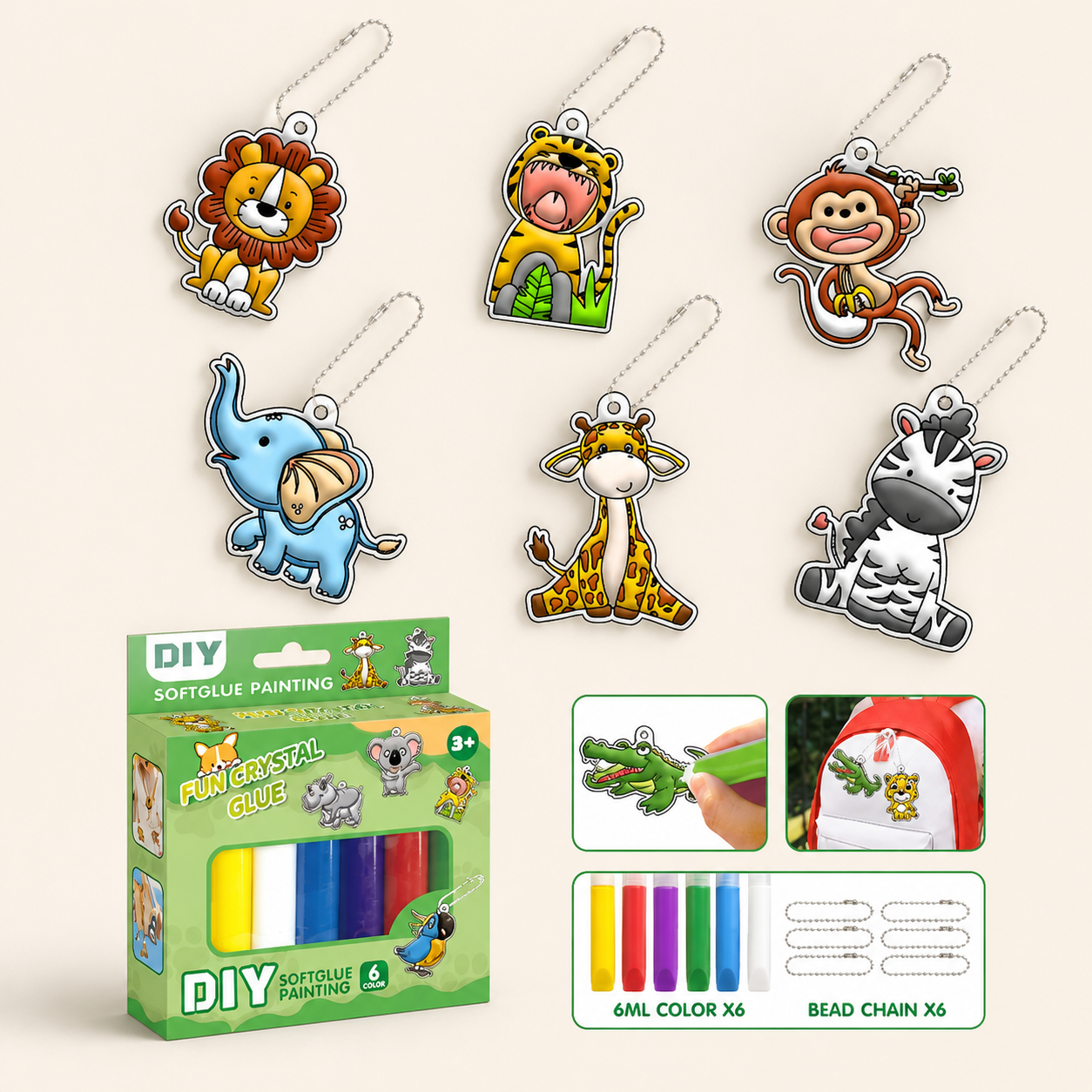 DIY Christmas No-Bake Glue Painting Ornament Craft Kit for Kids